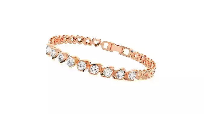 Tennis Bracelet Heart Love Valentine High Jewelry 3dm  3D print model
