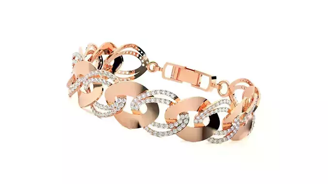 Cuban chain High Jewelry Diamond Bracelet 3dm stl renders