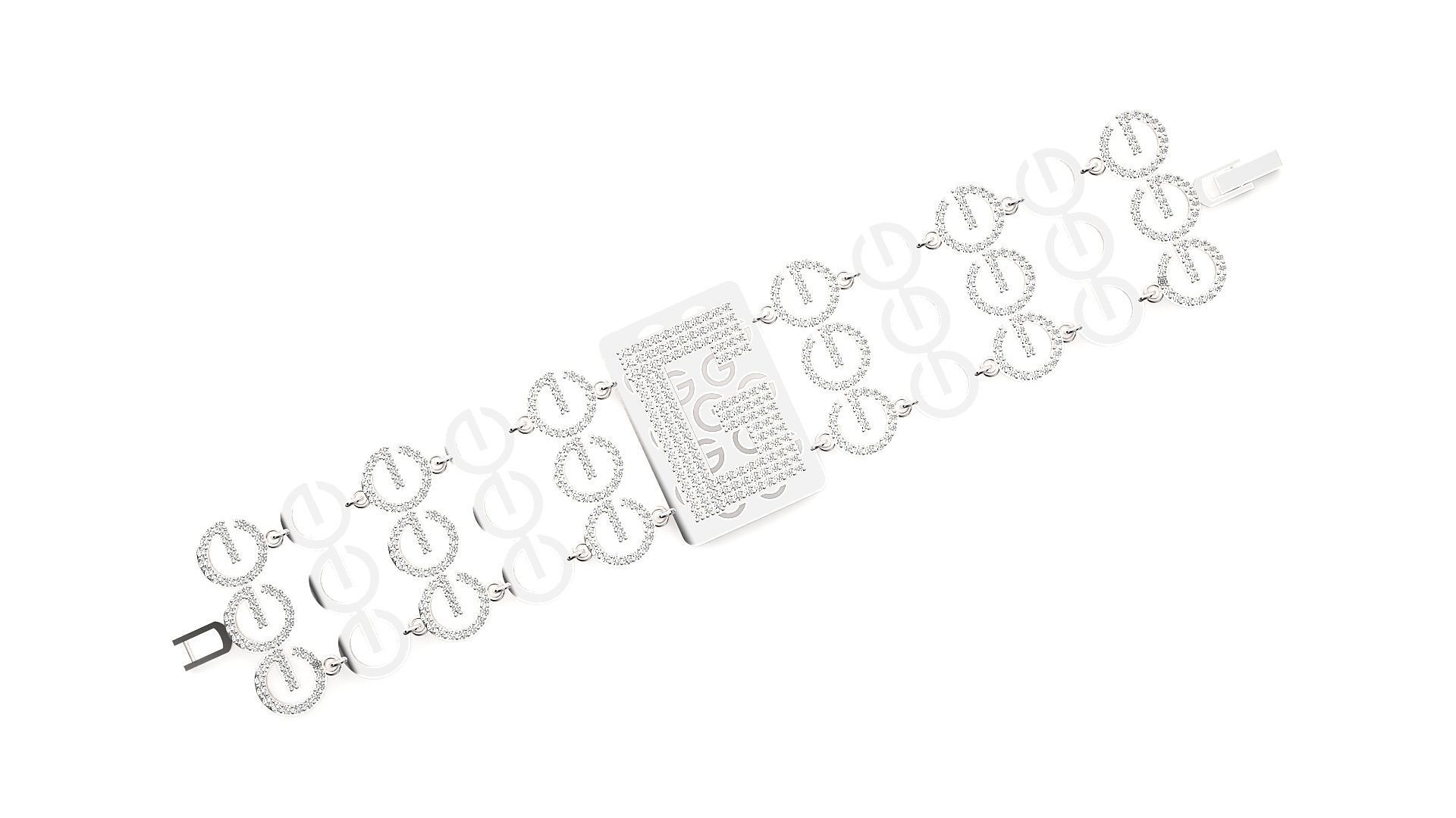 Letter G High Jewelry Diamond Bracelet 3dm stl renders details 3D print model_9