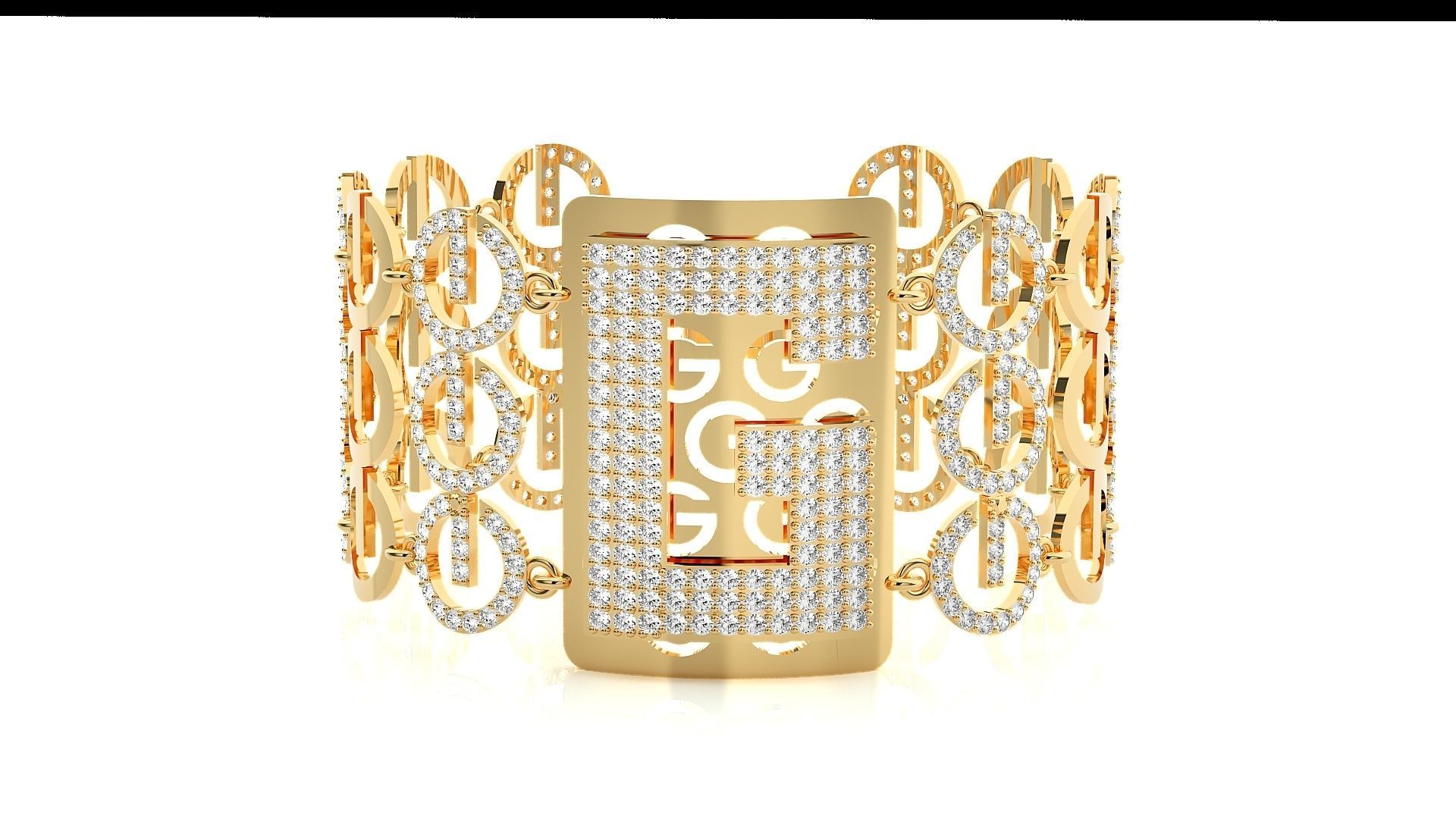 Letter G High Jewelry Diamond Bracelet 3dm stl renders details 3D print model_17