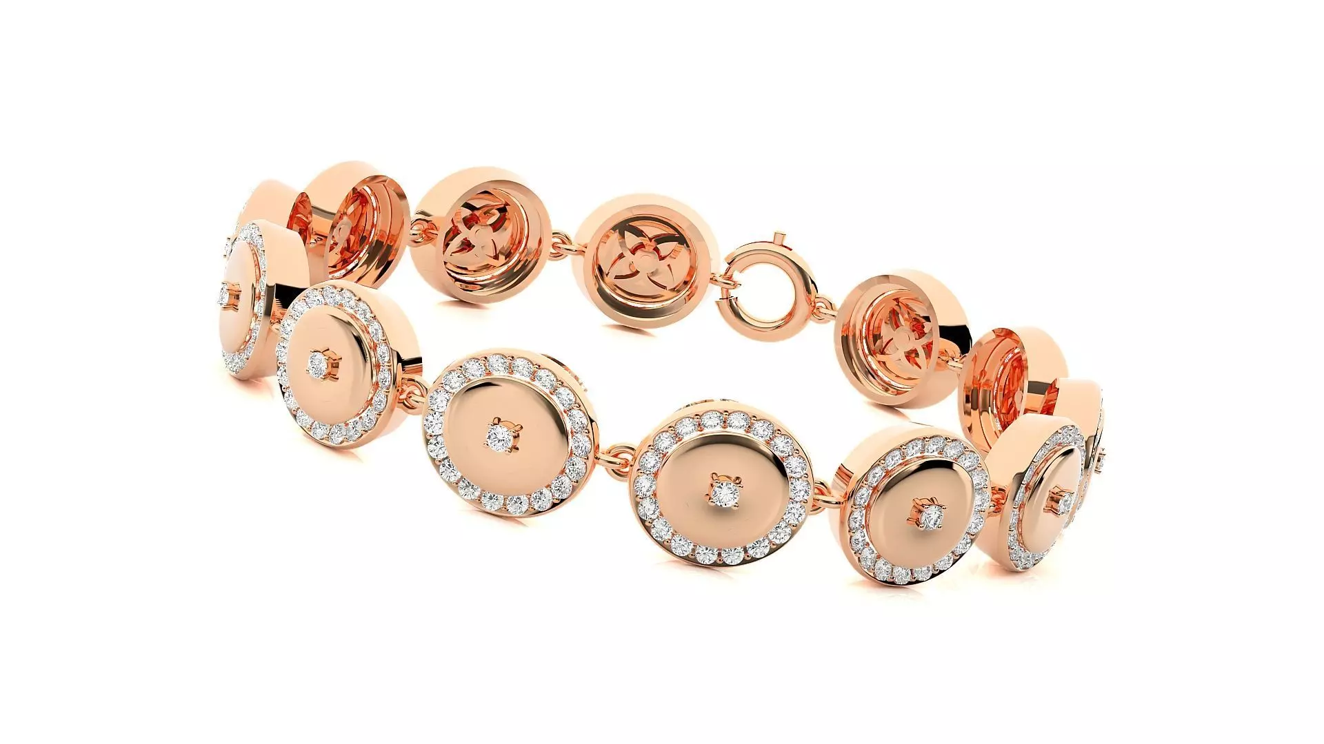High Jewelry Diamond Button Bracelet 3dm stl renders details 3D print model