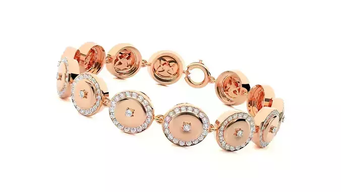 High Jewelry Diamond Button Bracelet 3dm stl renders details