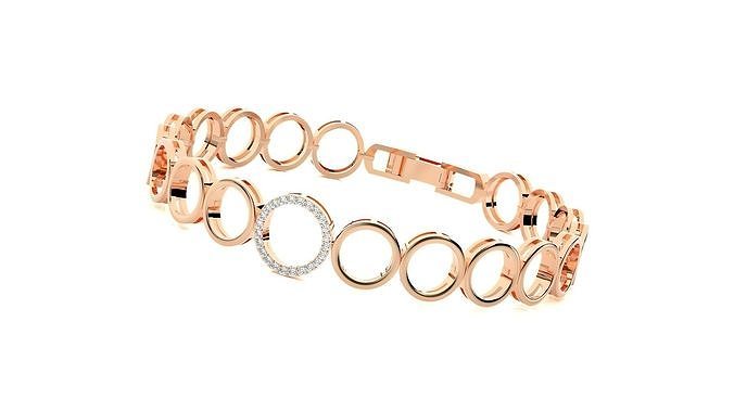 Loop Chain High Jewelry Diamond Bracelet 3dm stl renders details 3D print model