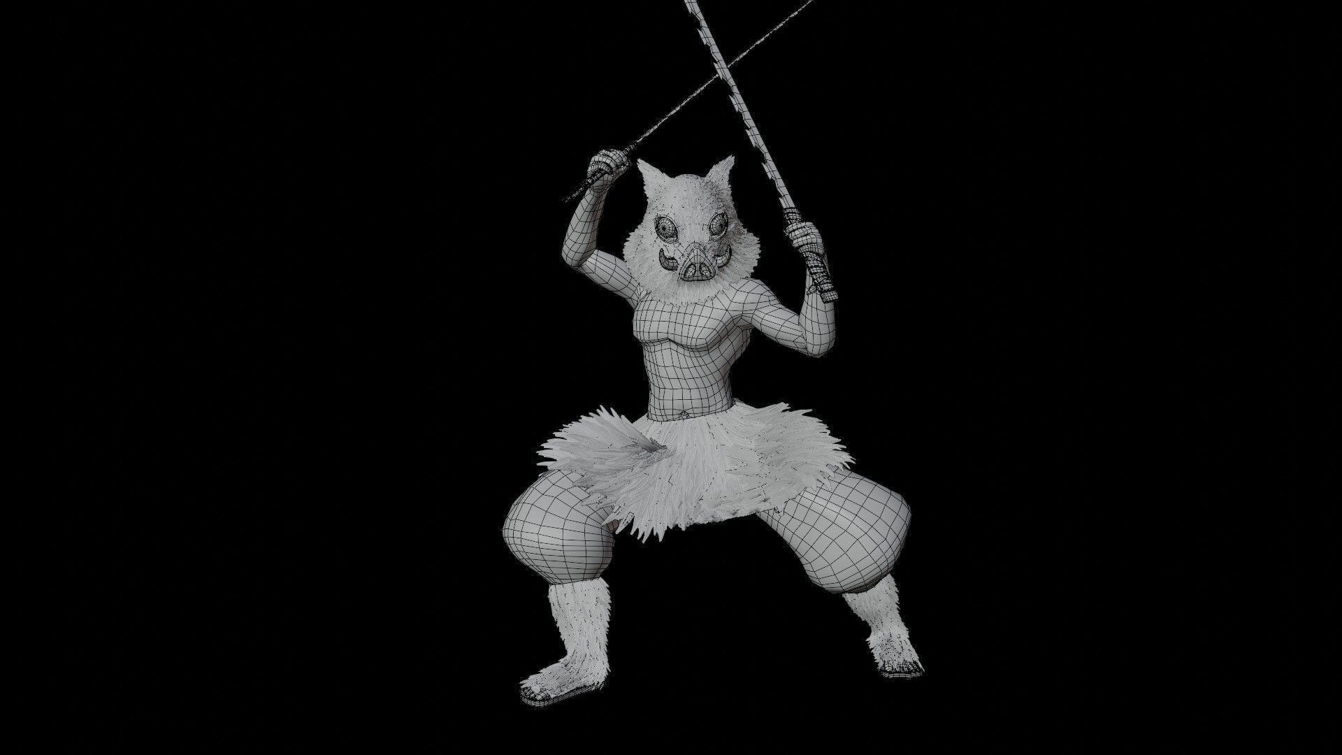 Inosuke from Demon slayer 3d model Rigged Low-poly 3D model_12