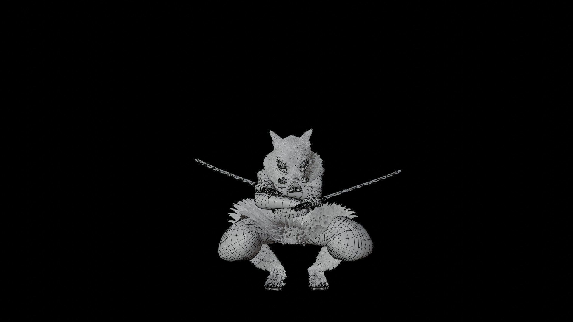 Inosuke from Demon slayer 3d model Rigged Low-poly 3D model_14