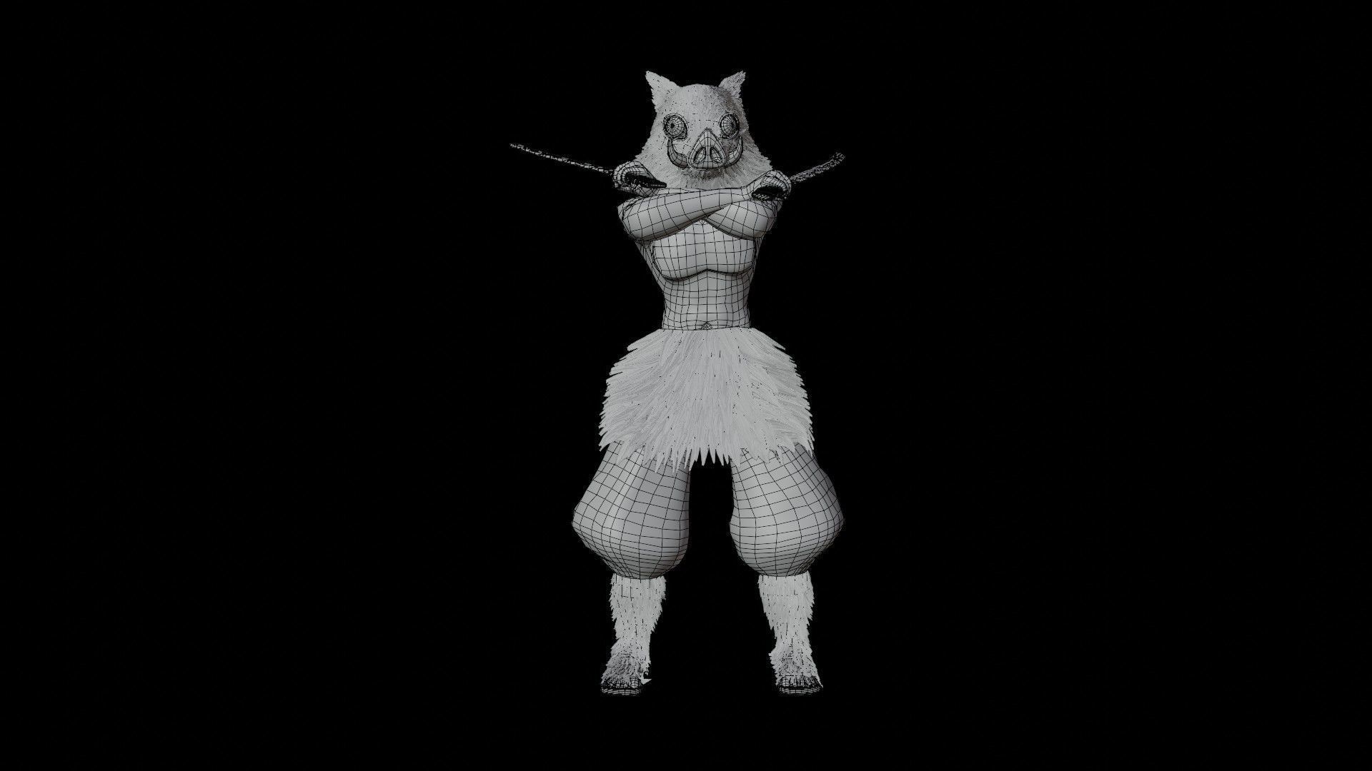 Inosuke from Demon slayer 3d model Rigged Low-poly 3D model_18