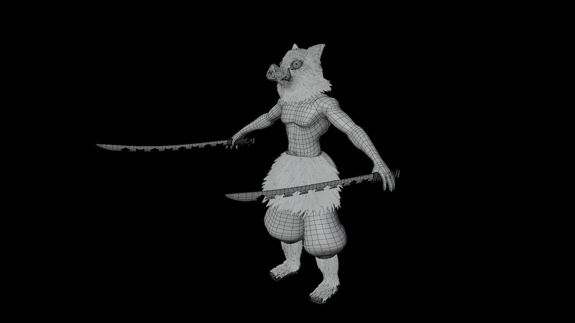 Inosuke from Demon slayer 3d model Rigged Low-poly 3D model_22