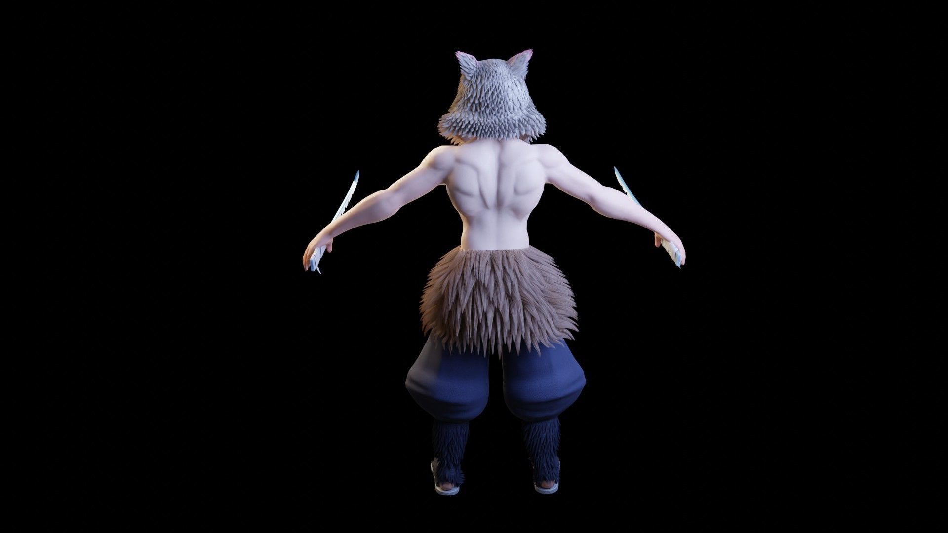 Inosuke from Demon slayer 3d model Rigged Low-poly 3D model_19