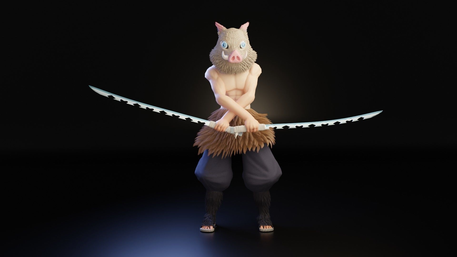 Inosuke from Demon slayer 3d model Rigged Low-poly 3D model_15
