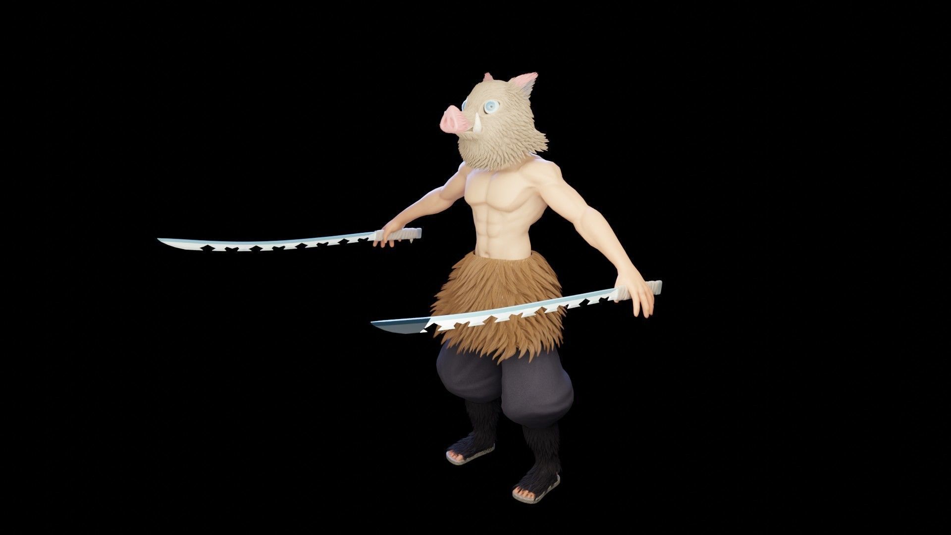 Inosuke from Demon slayer 3d model Rigged Low-poly 3D model_21