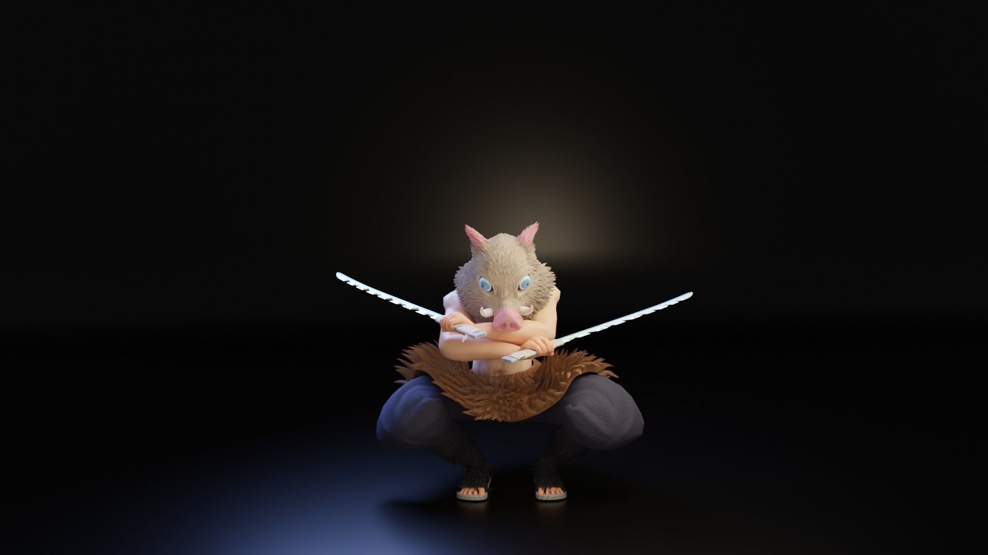 Inosuke from Demon slayer 3d model Rigged Low-poly 3D model_13
