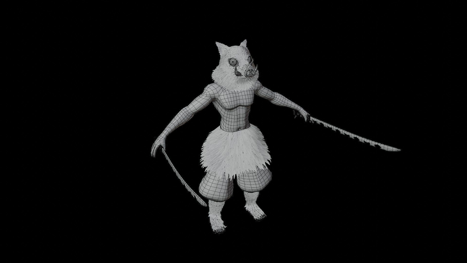 Inosuke from Demon slayer 3d model Rigged Low-poly 3D model_24