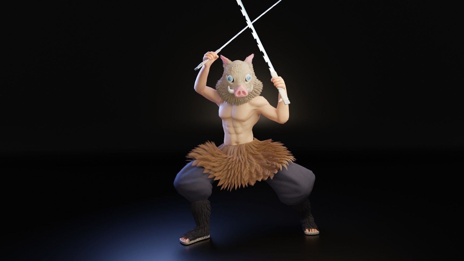 Inosuke from Demon slayer 3d model Rigged Low-poly 3D model_11