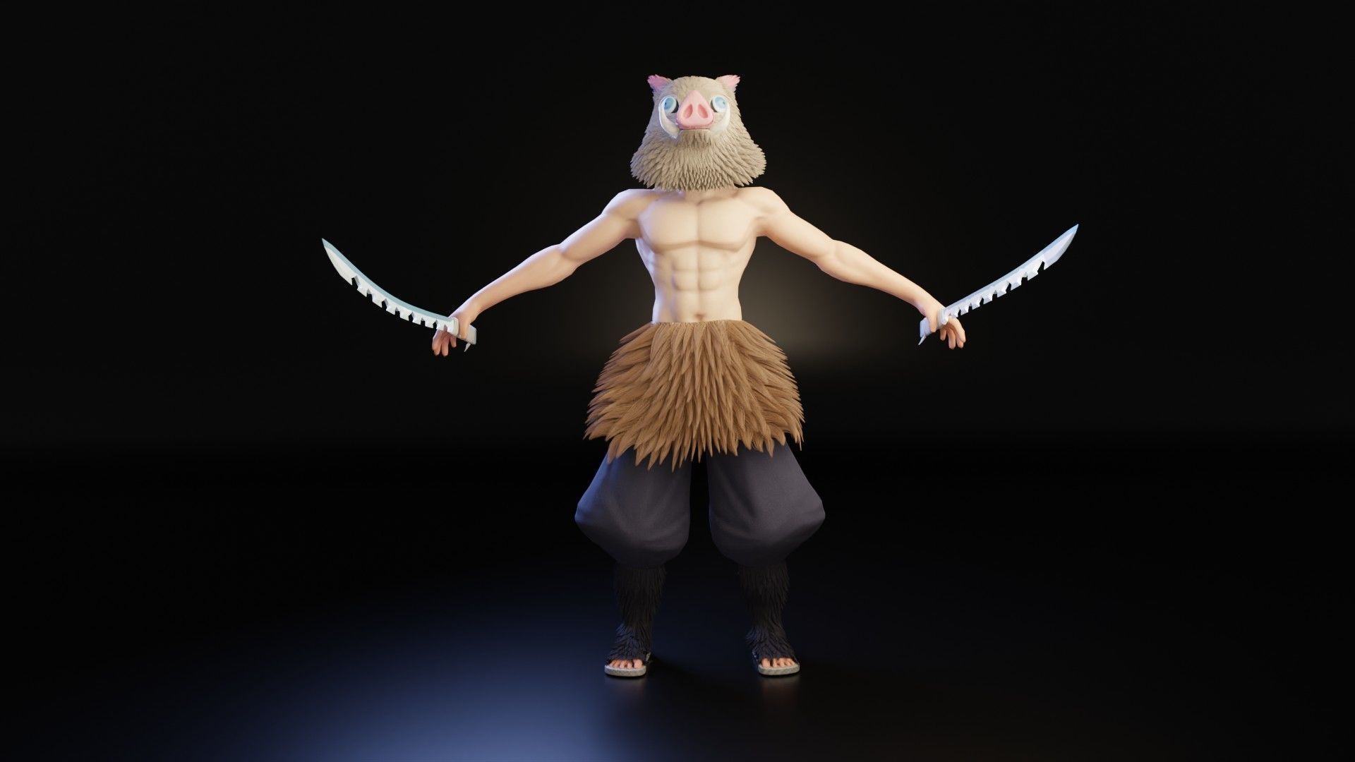 Inosuke from Demon slayer 3d model Rigged Low-poly 3D model_2