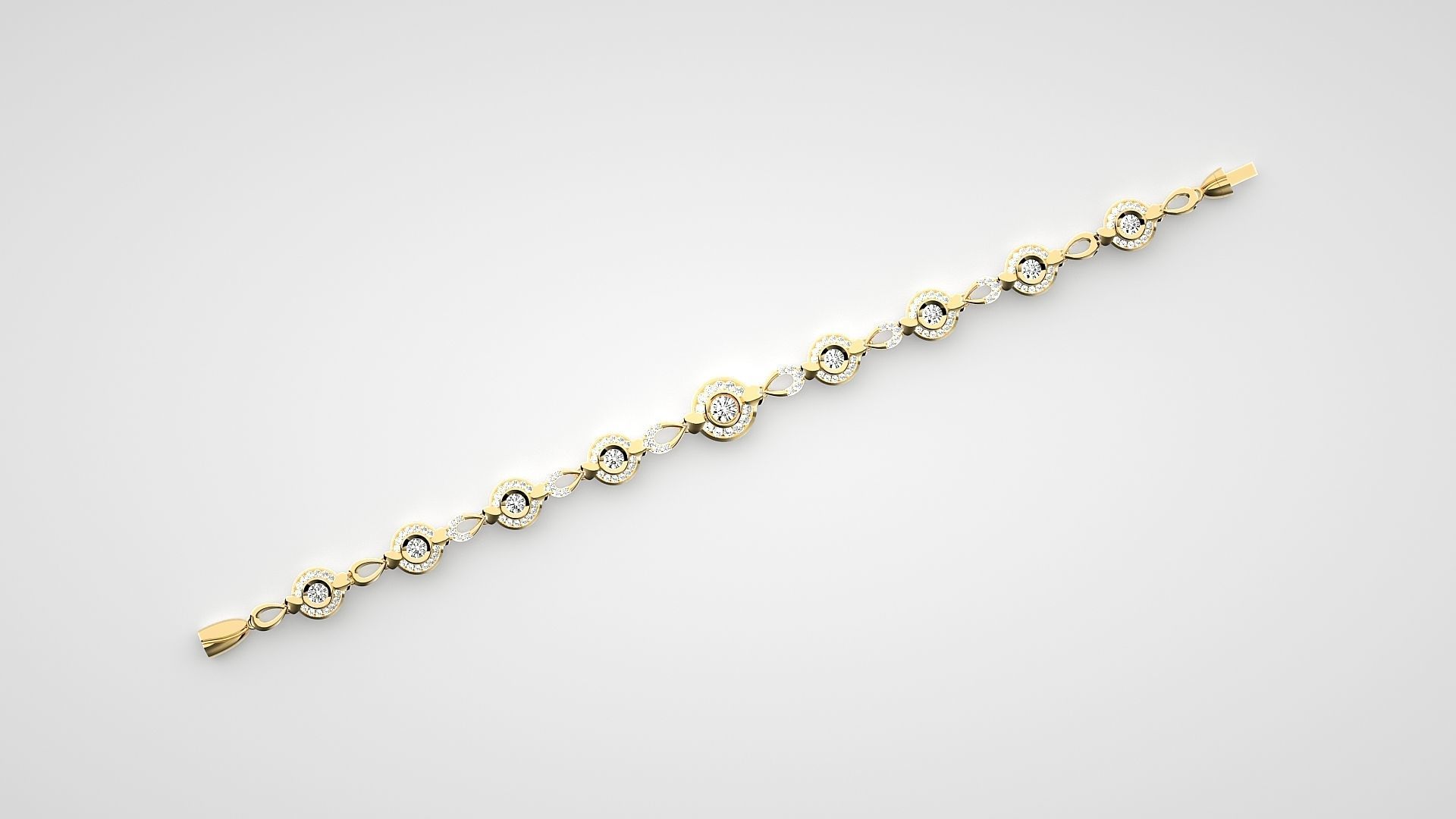 High Jewelry solitaire Diamond Bracelet 3dm stl renders details 3D print model_15