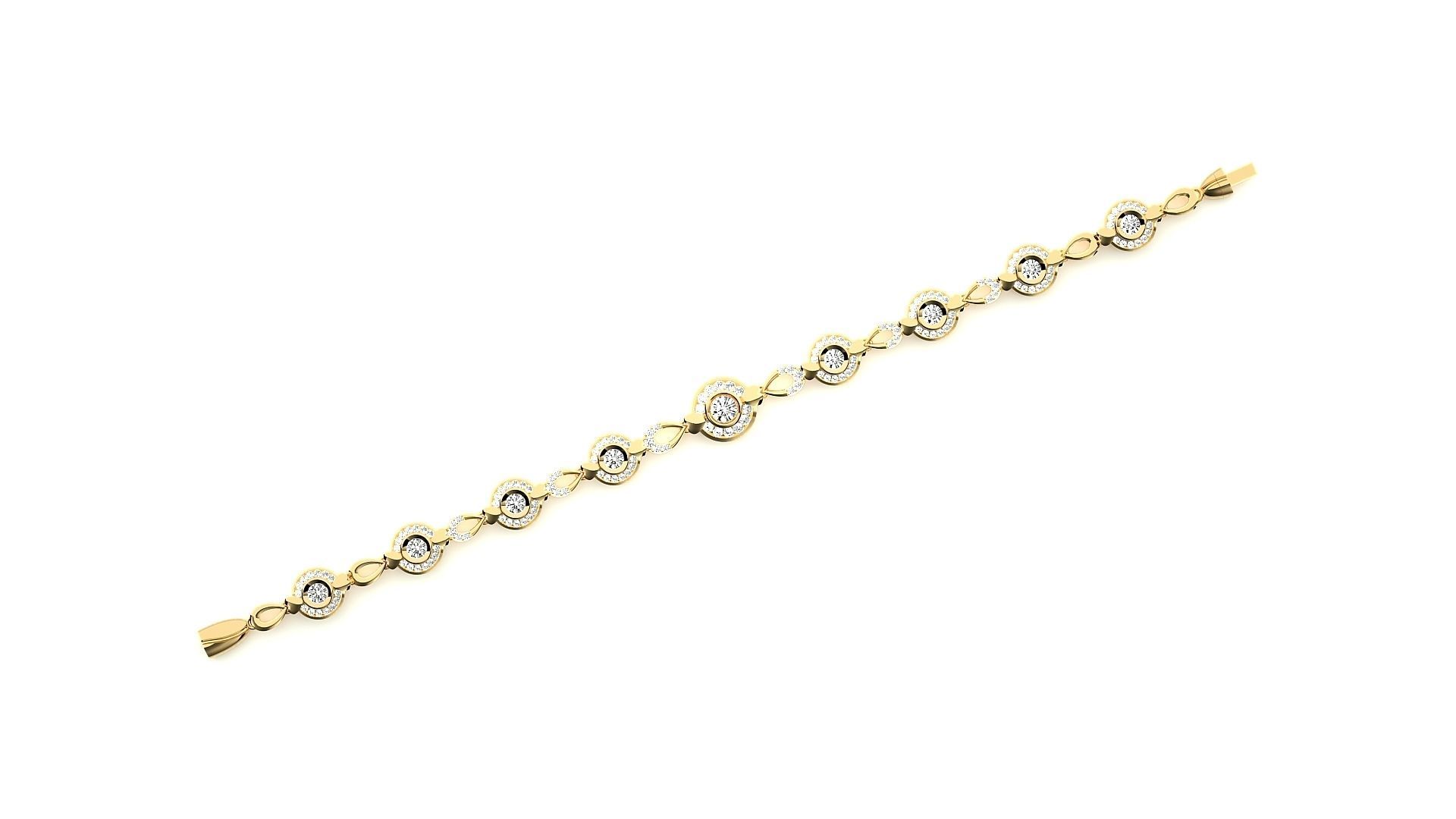 High Jewelry solitaire Diamond Bracelet 3dm stl renders details 3D print model_14