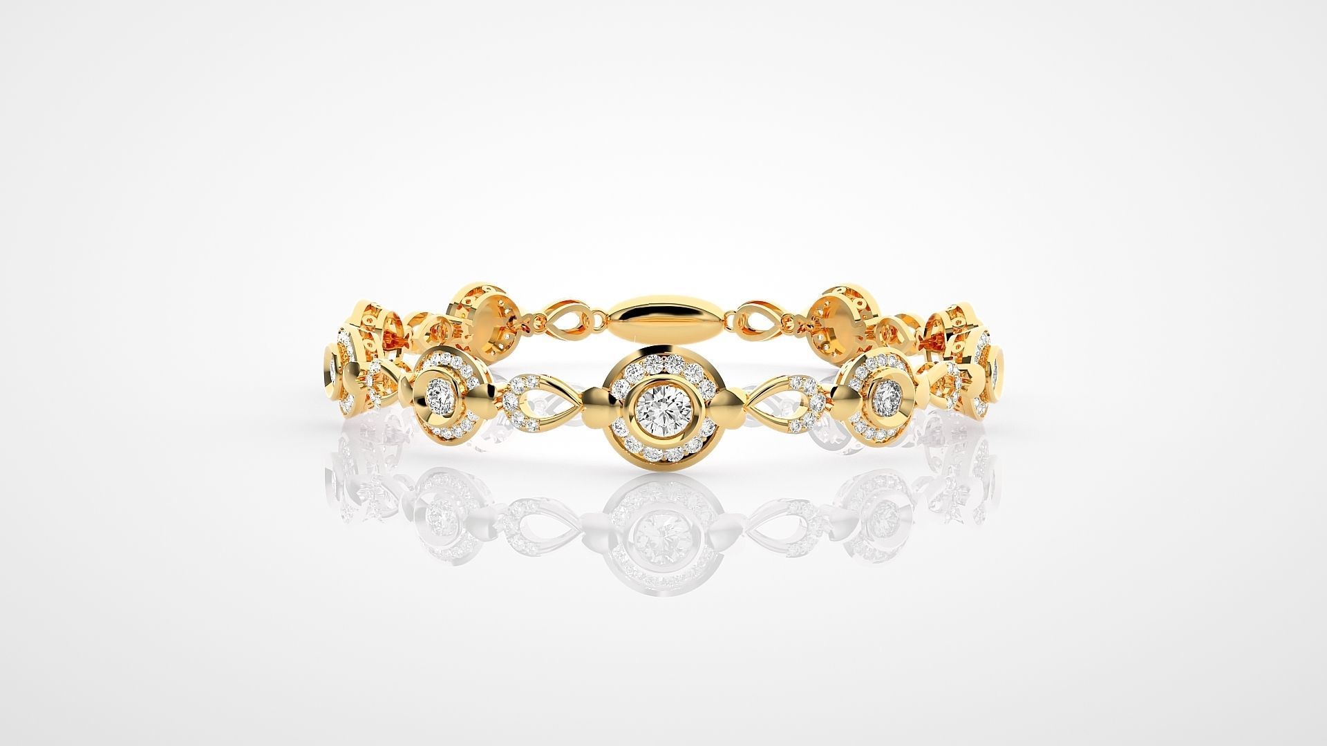 High Jewelry solitaire Diamond Bracelet 3dm stl renders details 3D print model_18