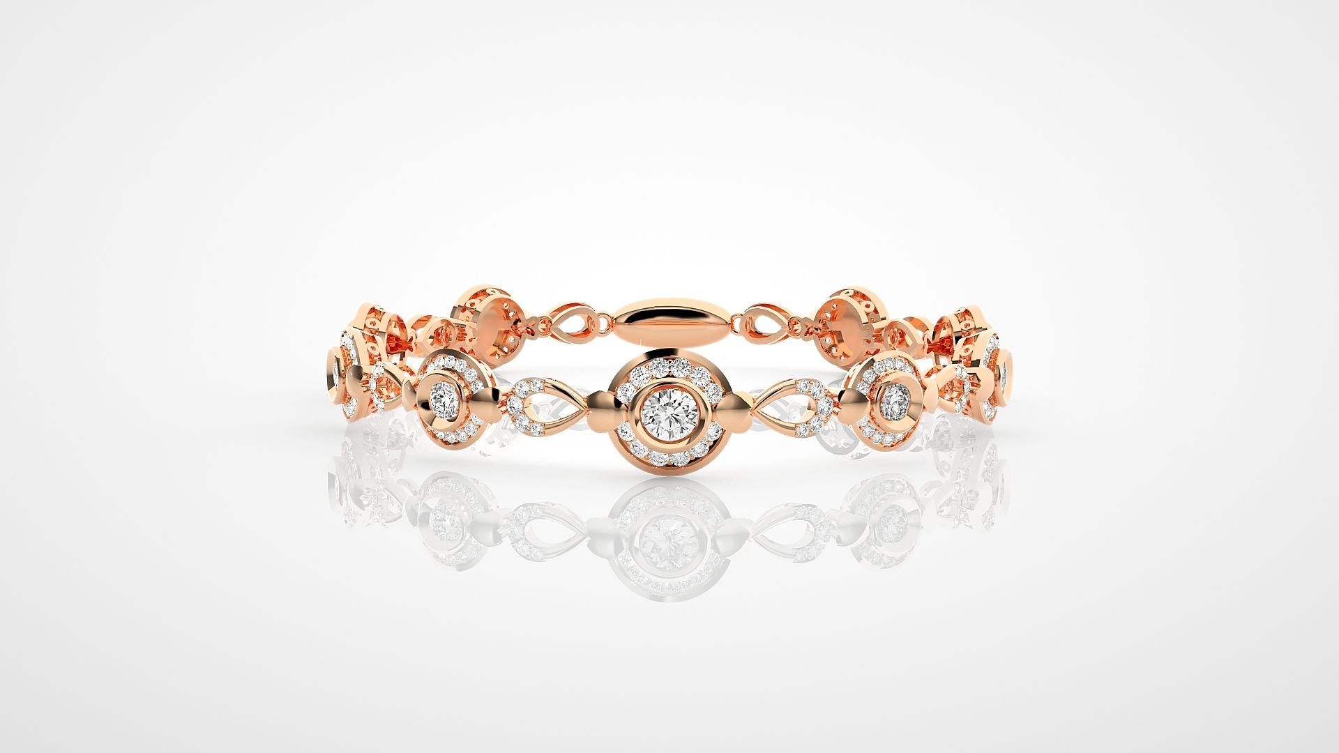 High Jewelry solitaire Diamond Bracelet 3dm stl renders details 3D print model_8