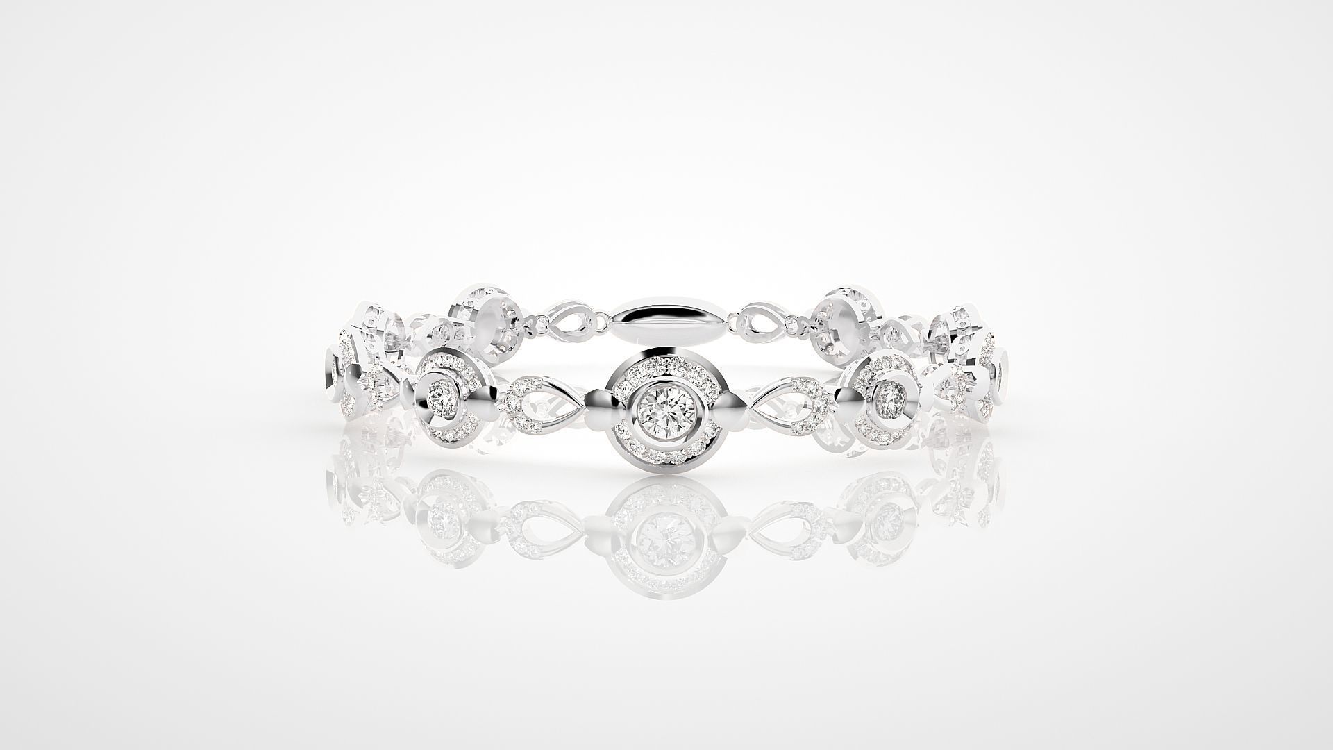 High Jewelry solitaire Diamond Bracelet 3dm stl renders details 3D print model_12