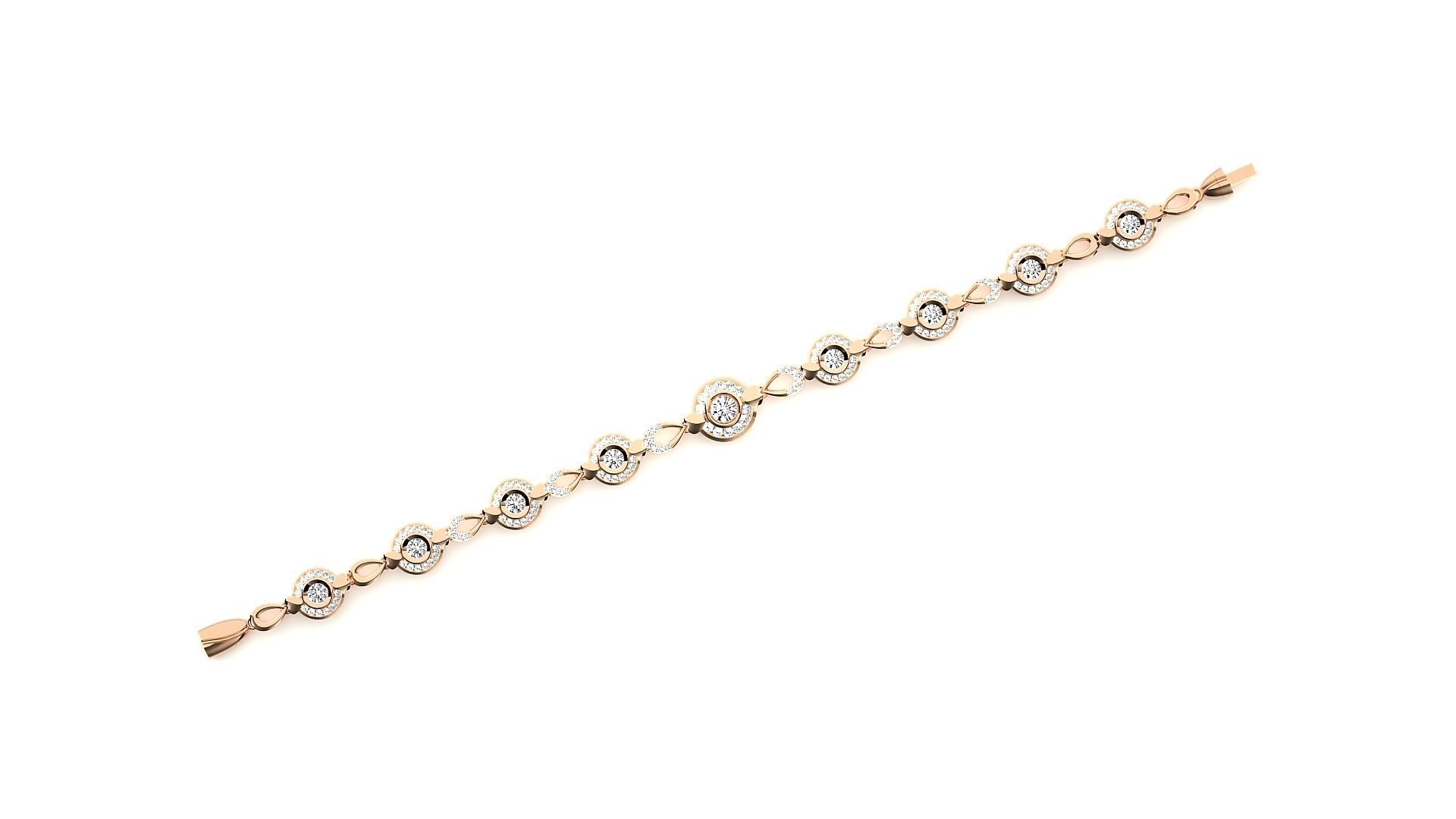 High Jewelry solitaire Diamond Bracelet 3dm stl renders details 3D print model_4