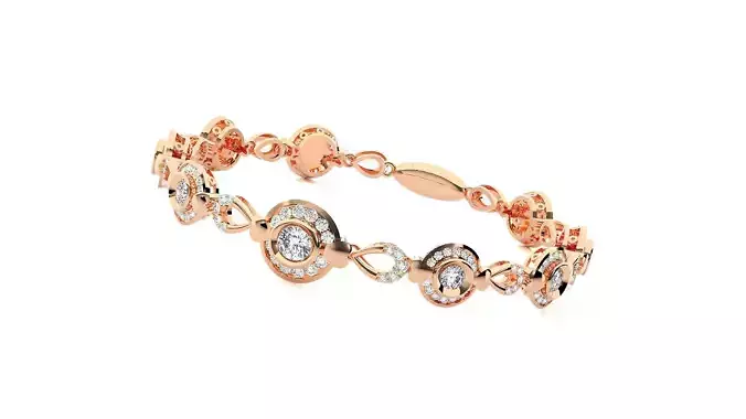 High Jewelry solitaire Diamond Bracelet 3dm stl renders details