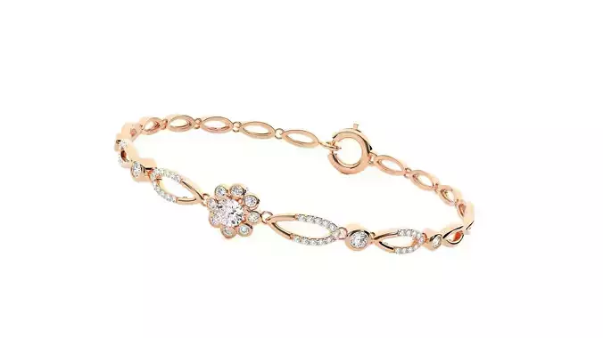 Flower High Jewelry Diamond Bracelet 3dm stl renders details 