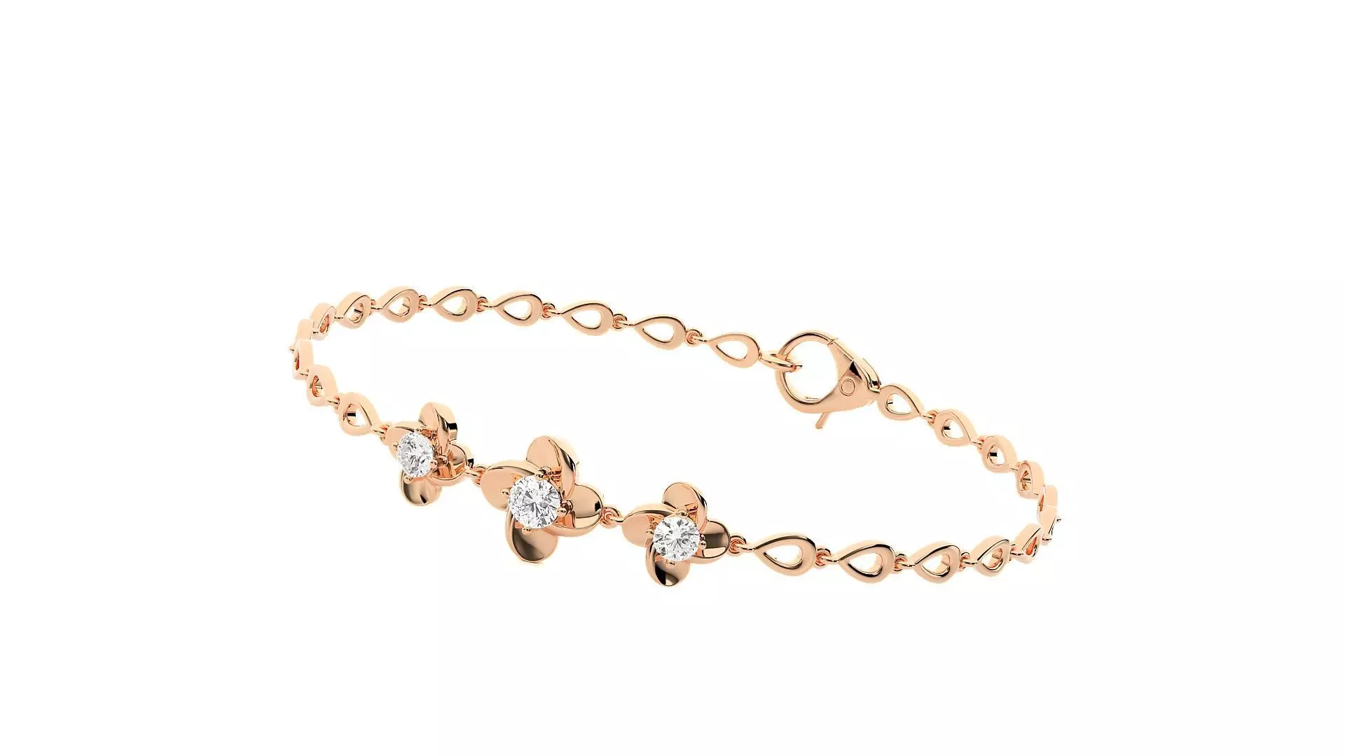 Solitaire Flower High Jewelry Bracelet 3dm stl renders details 3D print model_0