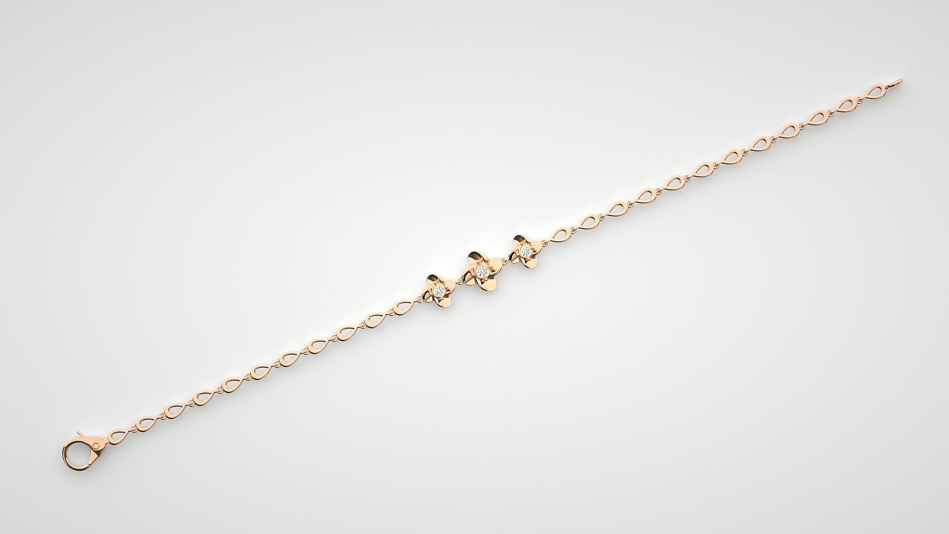 Solitaire Flower High Jewelry Bracelet 3dm stl renders details 3D print model_4