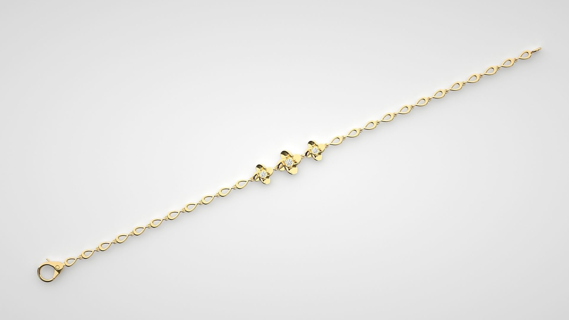 Solitaire Flower High Jewelry Bracelet 3dm stl renders details 3D print model_14