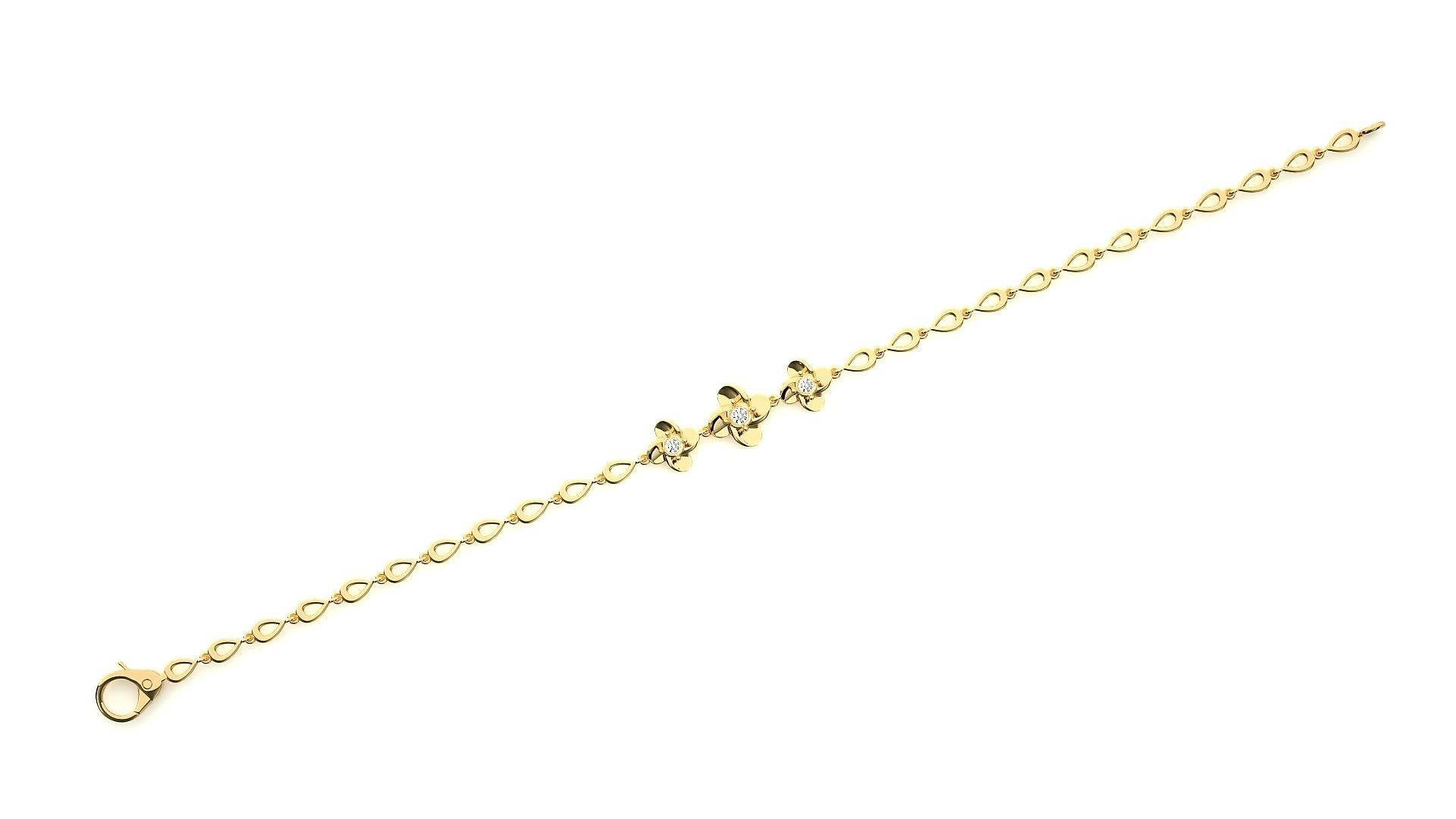 Solitaire Flower High Jewelry Bracelet 3dm stl renders details 3D print model_15