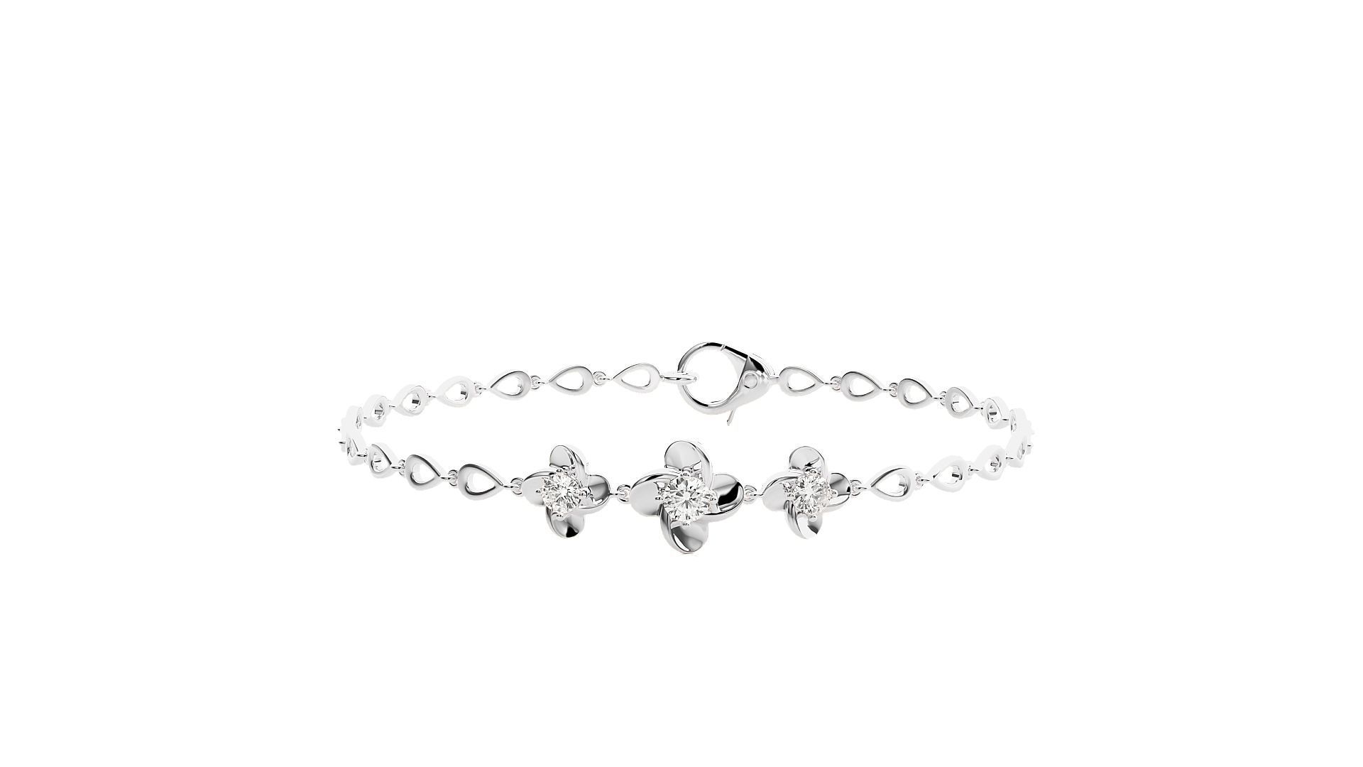 Solitaire Flower High Jewelry Bracelet 3dm stl renders details 3D print model_12