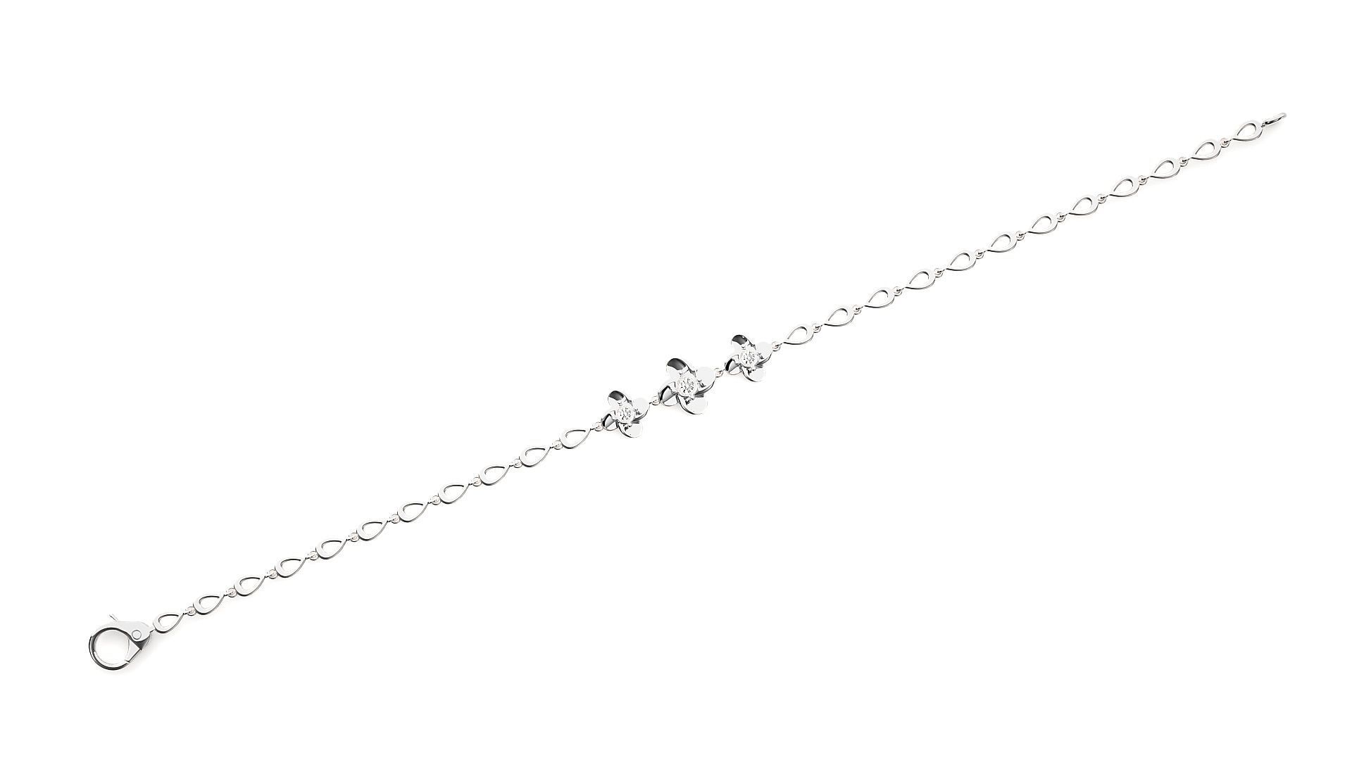 Solitaire Flower High Jewelry Bracelet 3dm stl renders details 3D print model_10