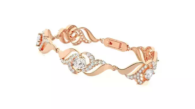 Solitaire High Jewelry Diamond Bracelet 3dm stl renders details