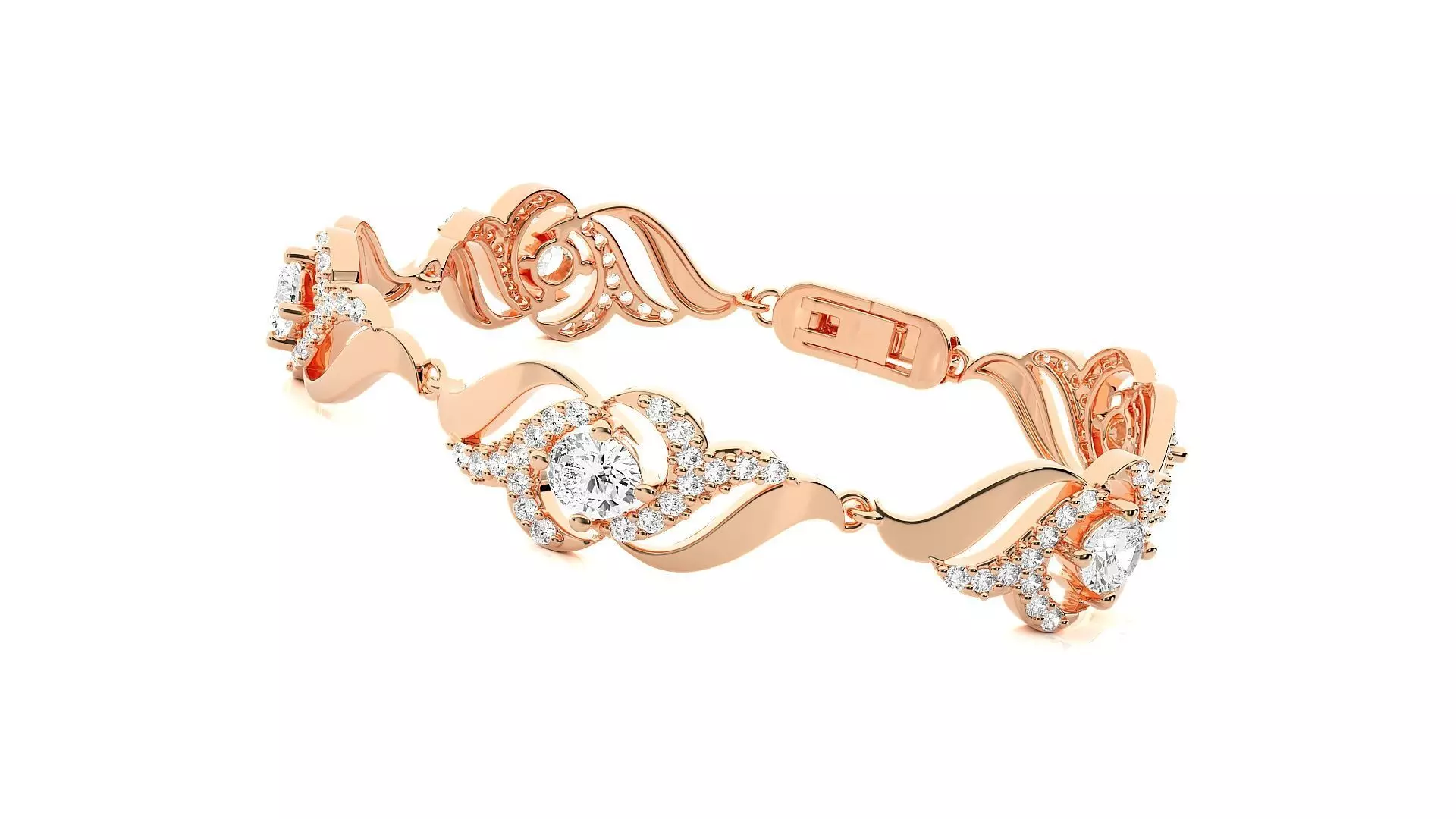 Solitaire High Jewelry Diamond Bracelet 3dm stl renders details 3D print model