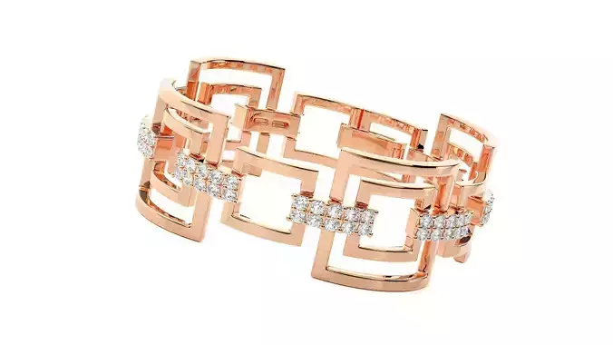 Square Chain Link High Jewelry Diamond Bracelet 3dm stl renders 