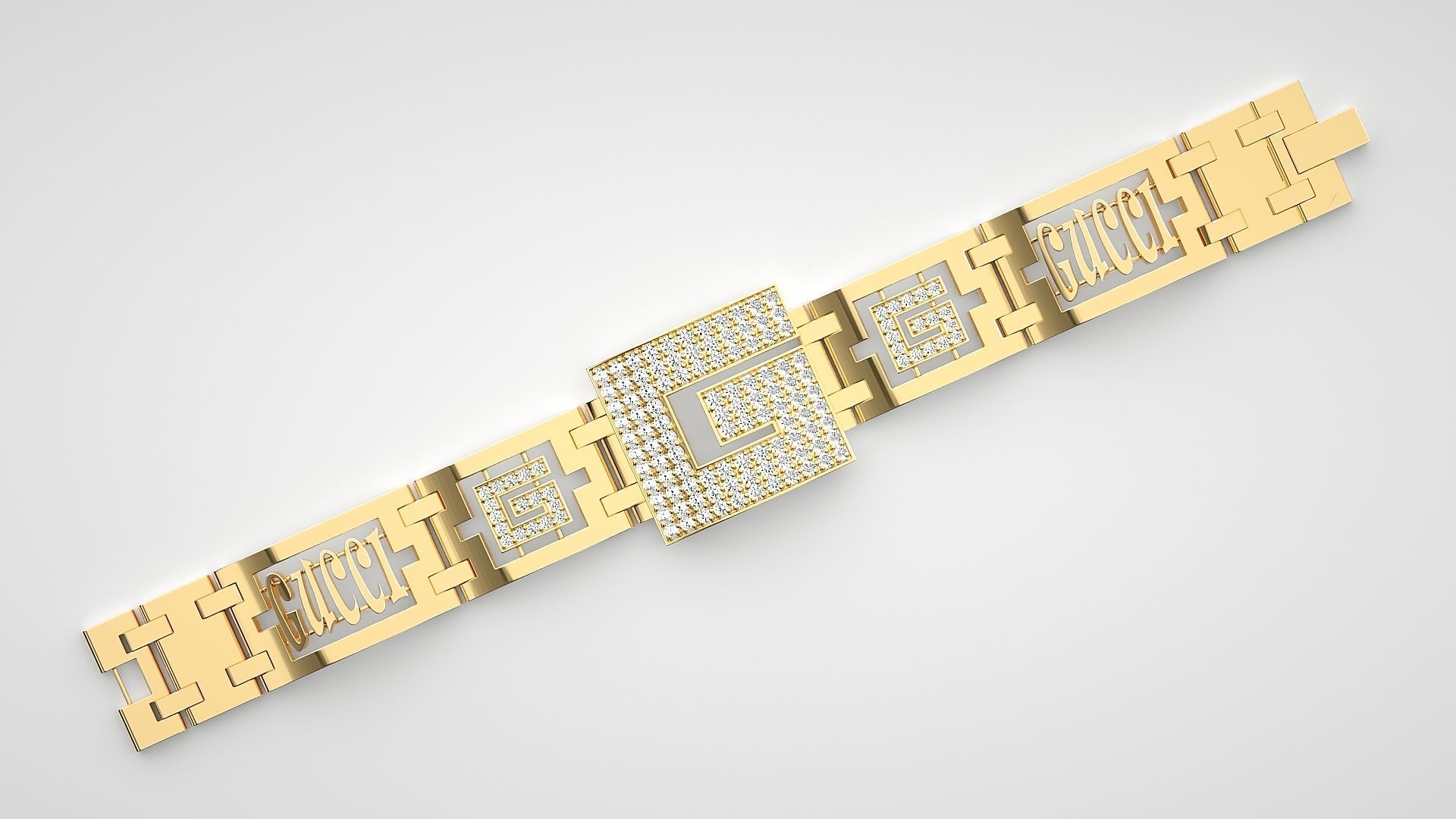 Letter G High Jewelry Diamond Bracelet 3dm stl renders details  3D print model_14