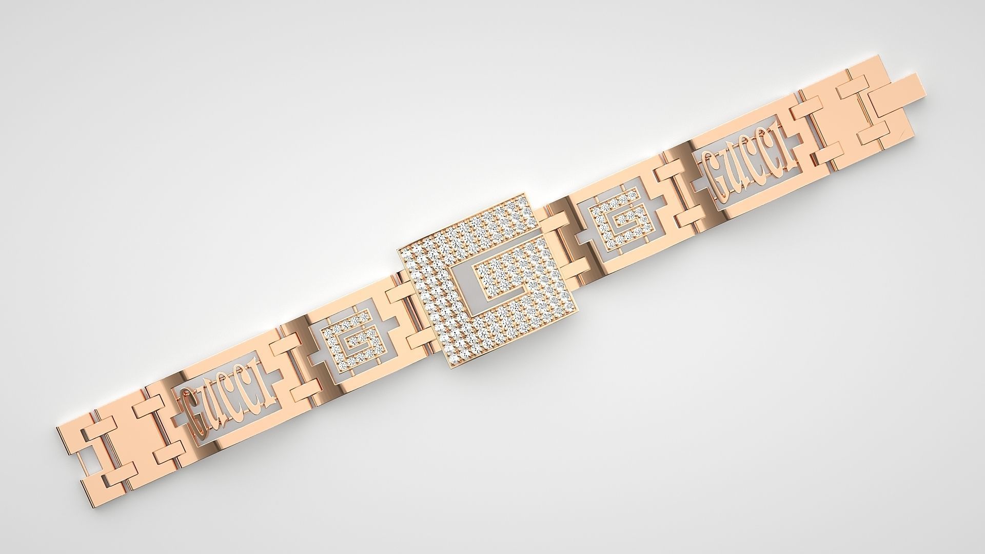 Letter G High Jewelry Diamond Bracelet 3dm stl renders details  3D print model_5