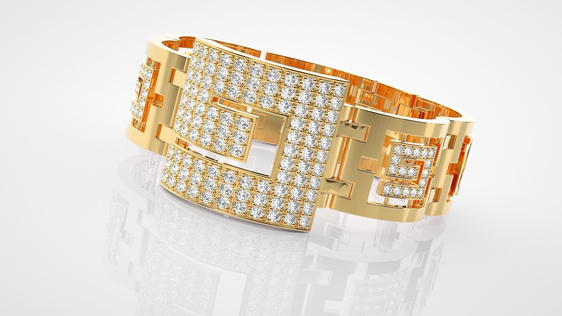 Letter G High Jewelry Diamond Bracelet 3dm stl renders details  3D print model_16