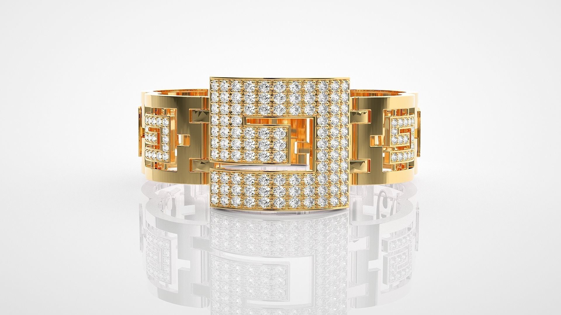 Letter G High Jewelry Diamond Bracelet 3dm stl renders details  3D print model_17