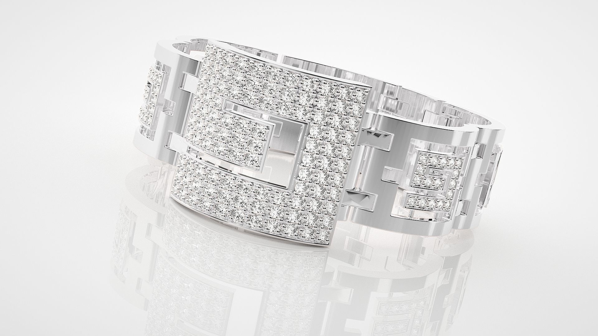 Letter G High Jewelry Diamond Bracelet 3dm stl renders details  3D print model_11