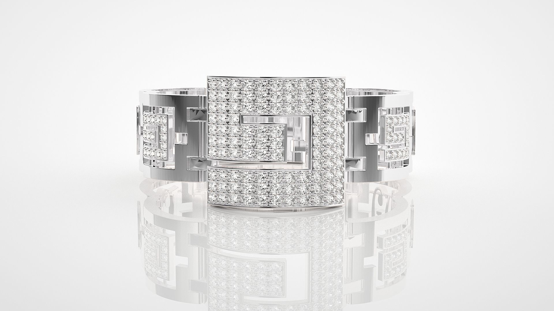 Letter G High Jewelry Diamond Bracelet 3dm stl renders details  3D print model_13