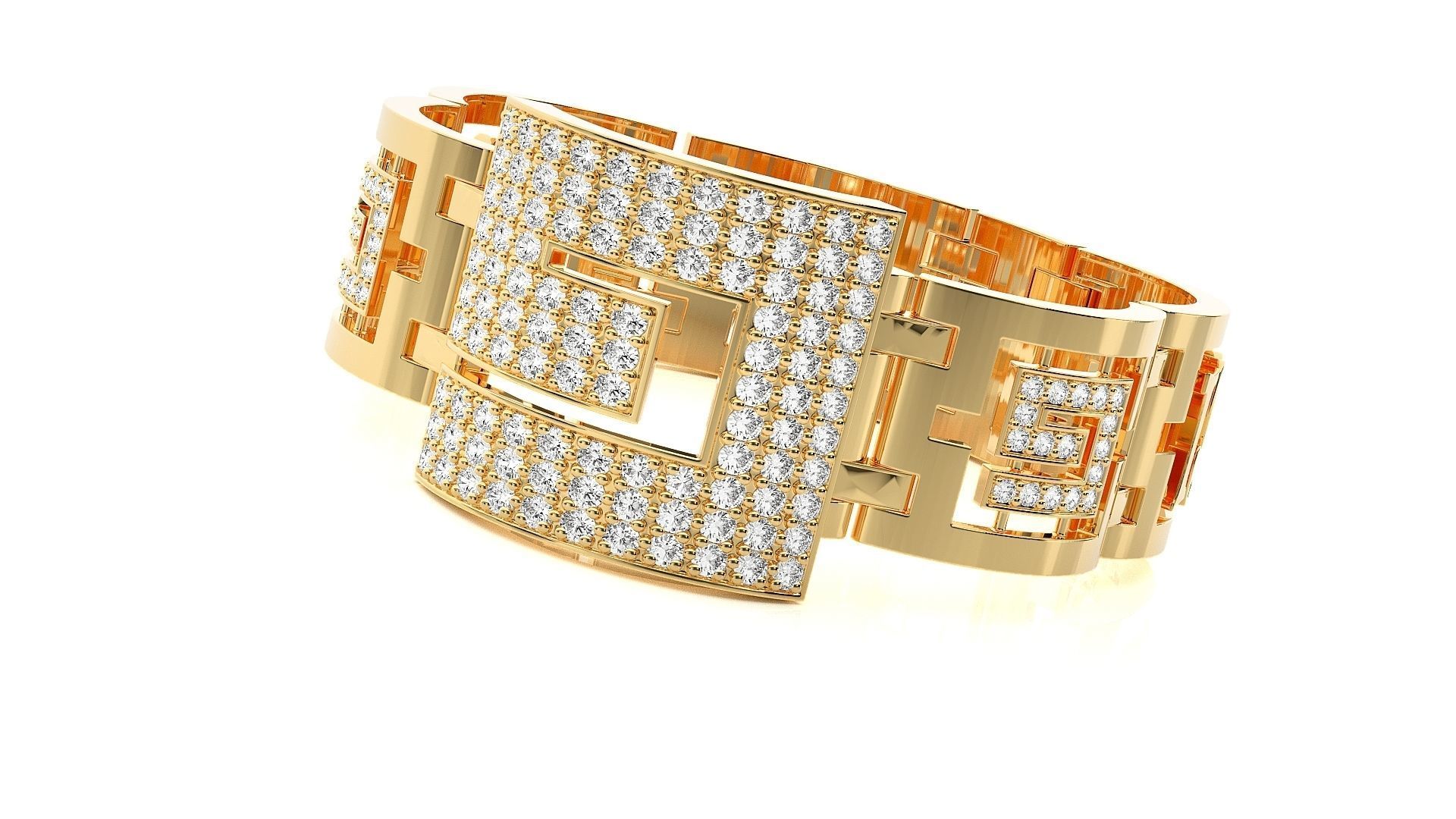 Letter G High Jewelry Diamond Bracelet 3dm stl renders details  3D print model_2