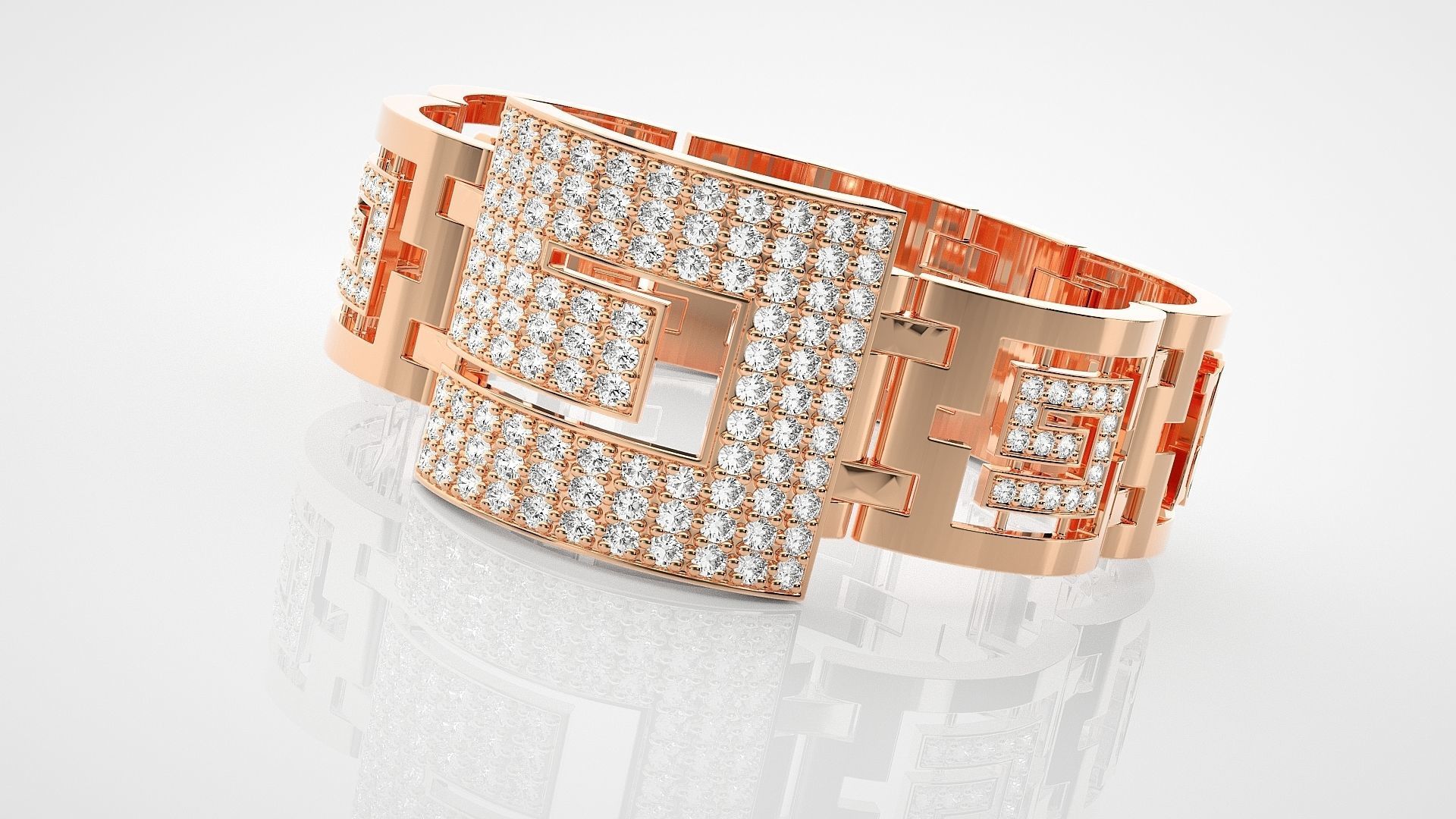 Letter G High Jewelry Diamond Bracelet 3dm stl renders details  3D print model_6