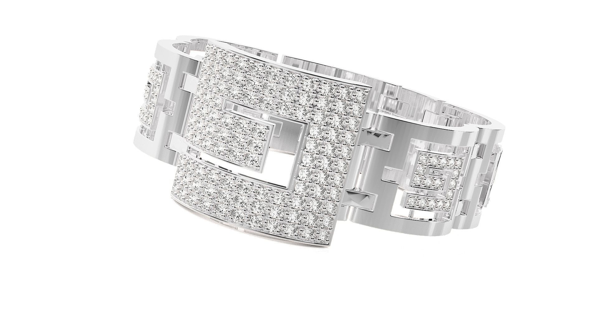 Letter G High Jewelry Diamond Bracelet 3dm stl renders details  3D print model_1