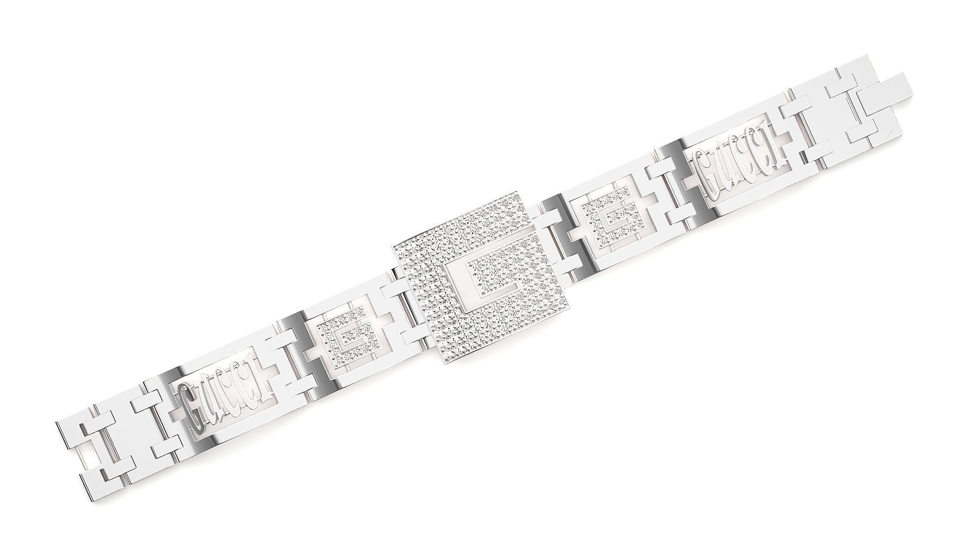 Letter G High Jewelry Diamond Bracelet 3dm stl renders details  3D print model_9