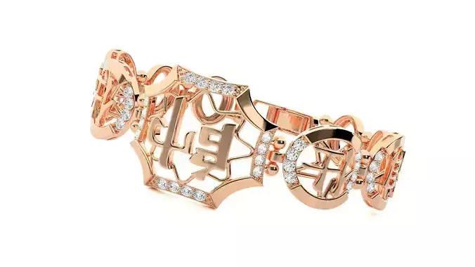Symbolic High Jewelry Diamond Bracelet 3dm stl renders details