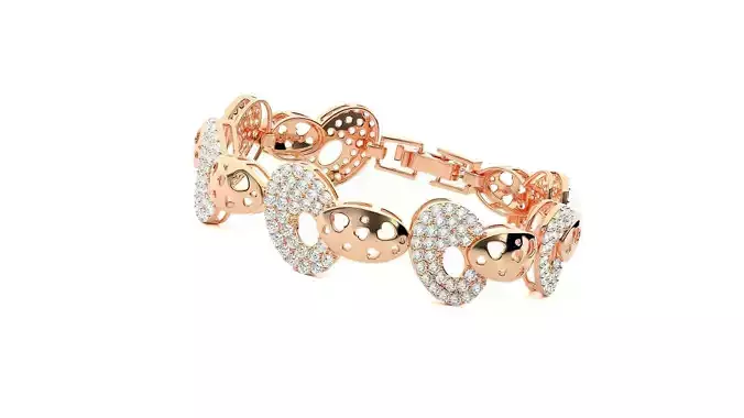 High Jewelry Diamond Bracelet 3dm stl renders details