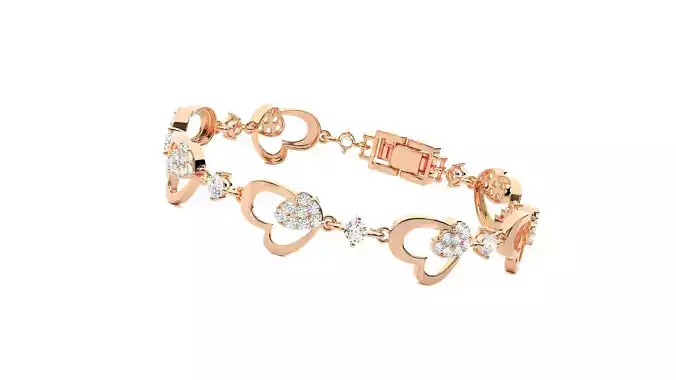 Heart Love Valentine High Jewelry Diamond Bracelet 3dm stl 3D print model