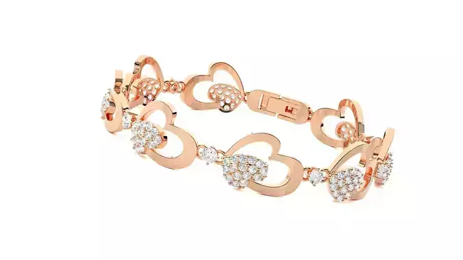 Heart Love Valentine High Jewelry Diamond Bracelet 3dm stl  3D print model