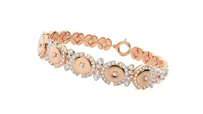 High Jewelry Diamond Bracelet 3dm stl renders details